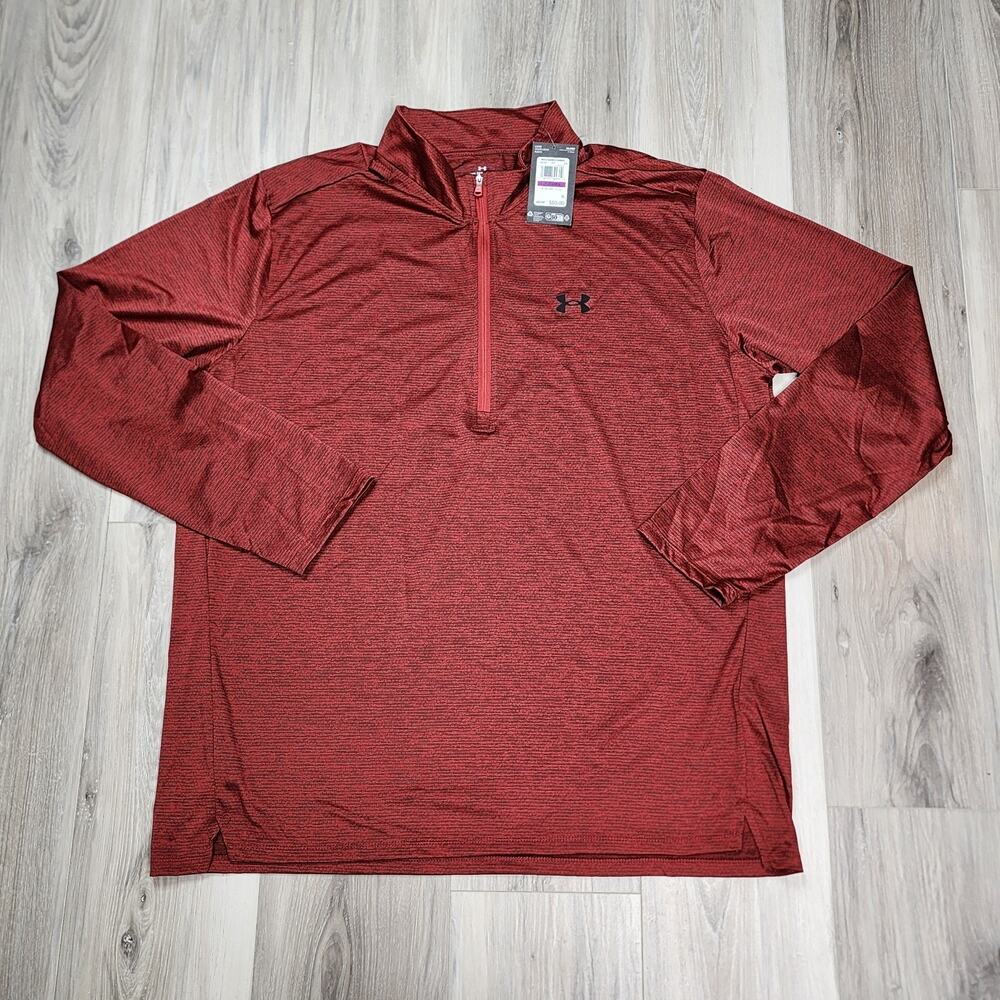Under Armour T-shirt Men's 2XL Red UA Tech Vent 1/2 Zip New